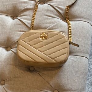 Tory Burch Beige Quilted Crossbody Bag